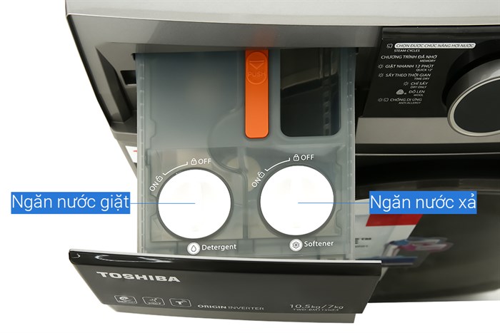 Máy giặt sấy Toshiba Inverter giặt 10.5 kg - sấy 7 kg TWD-BM115GF4V(SK)